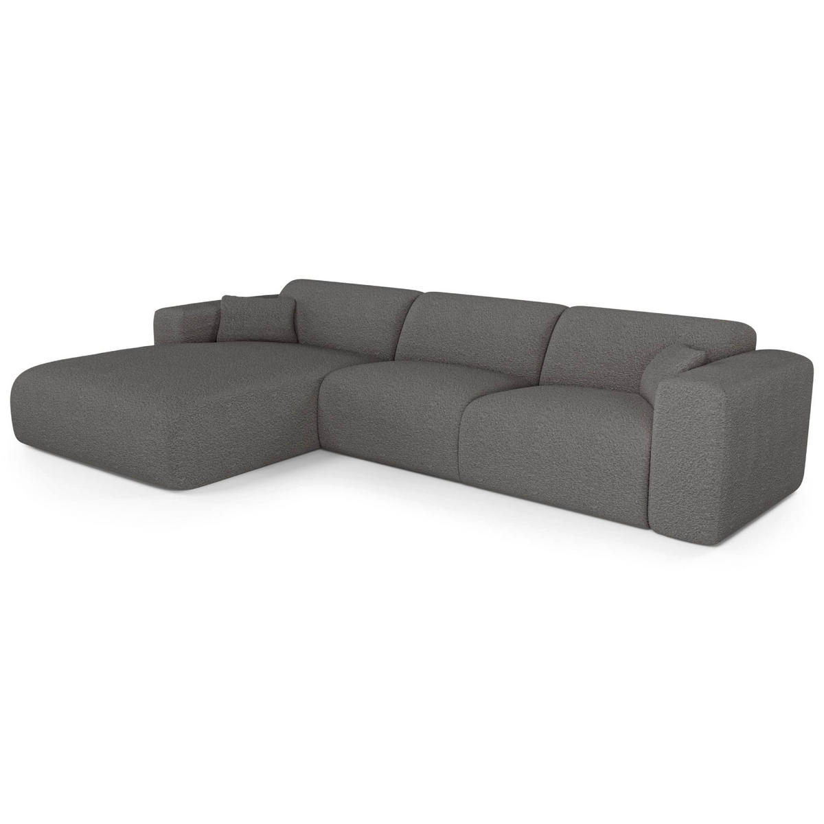 ECKSOFA LINKS SCHLAFSOFA Steinbock Graphitgrau 280cm - Graphitfarben/Grau, Textil (165/280cm) - Sia Home