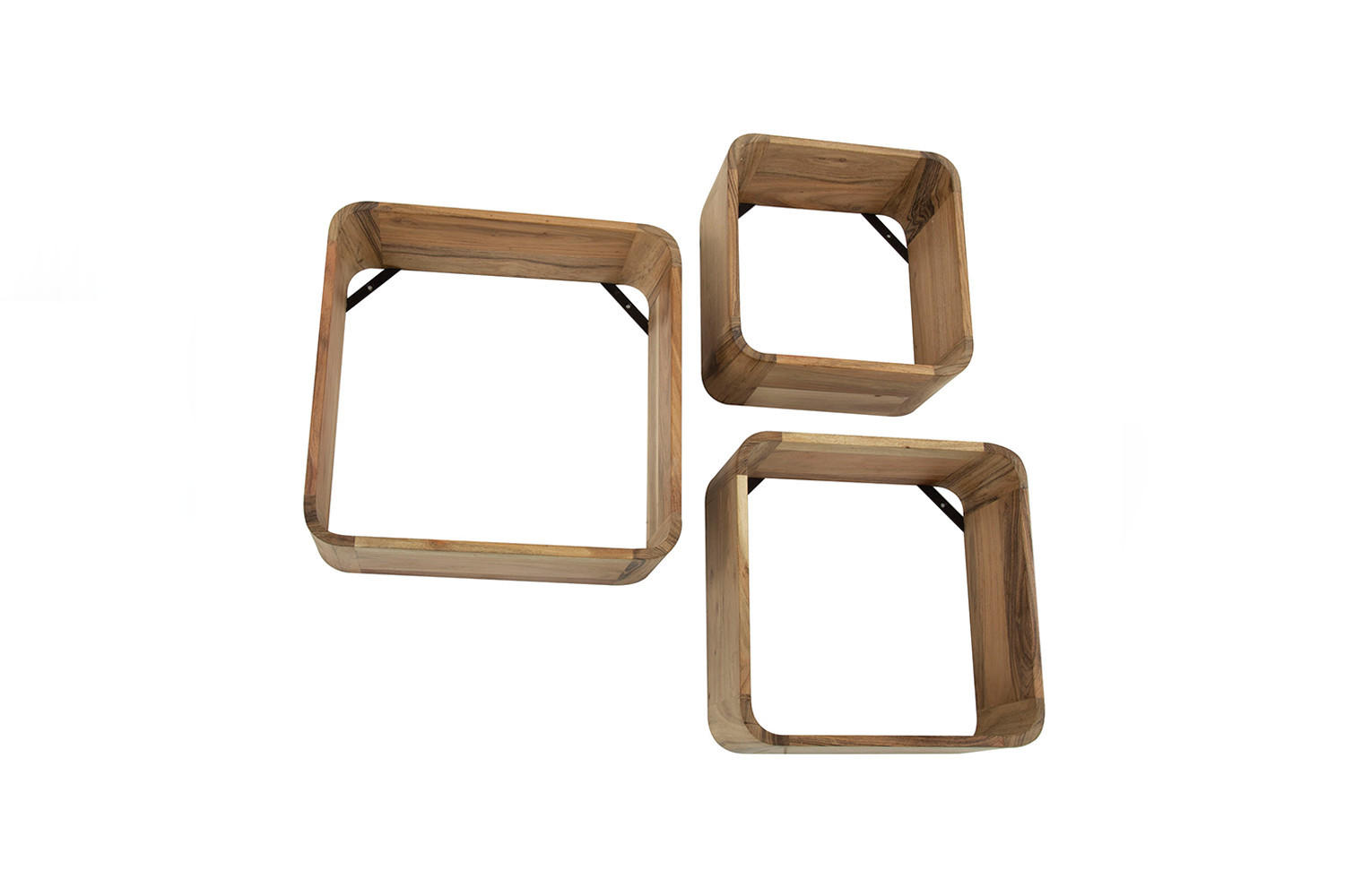 WANDREGAL VARA 3ER SET Holz Akazie - Naturfarben, Holz (40/40/15cm) - KAWOLA