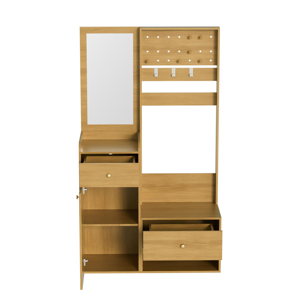 GARDEROBE 105/180/38 cm Holzfarben aus Spanplatte mit Spiegel - Naturfarben, Holzwerkstoff (38/180/105cm) - OKMYHOME