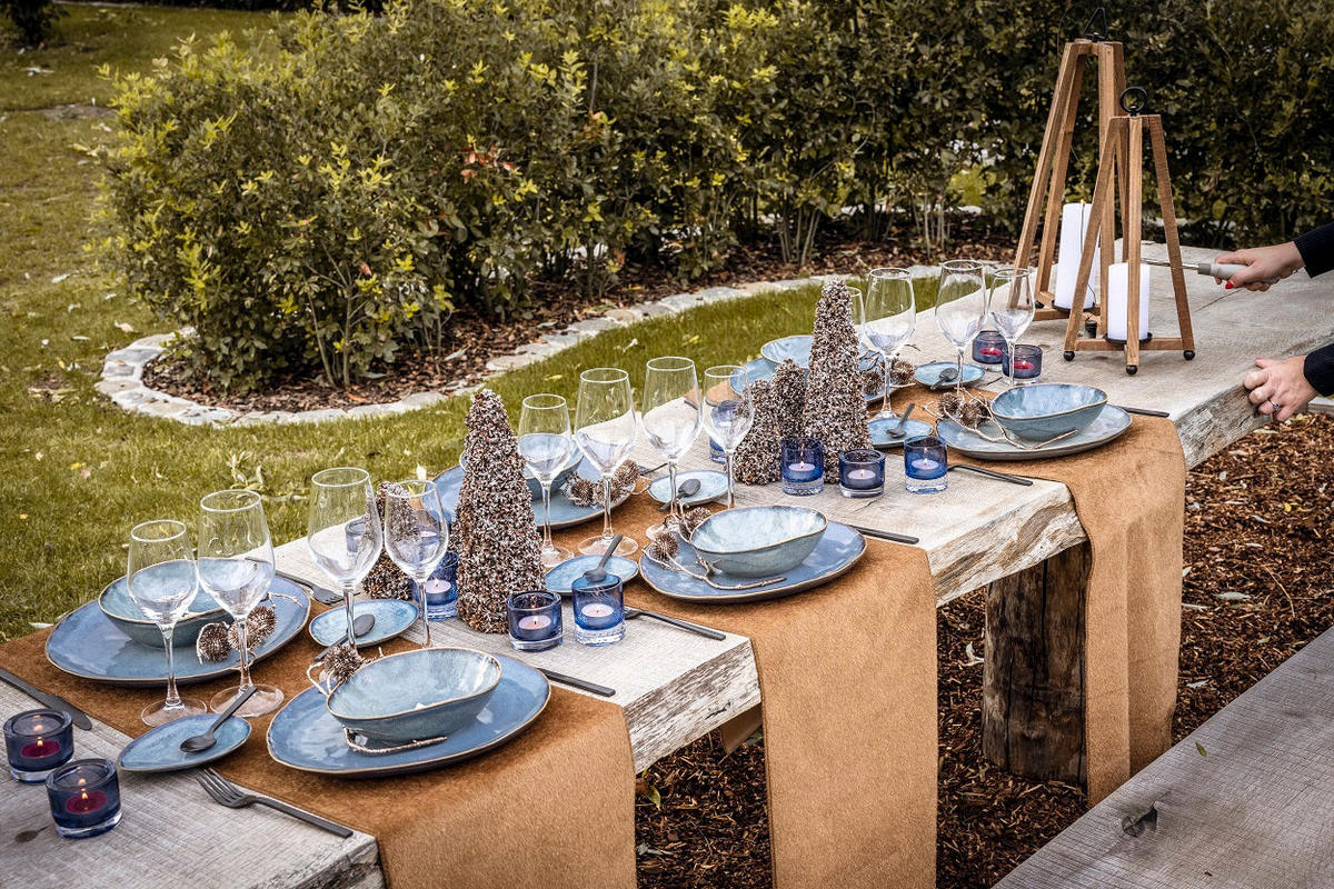 GESCHIRRSET12-TEILIG GESCHIRRSETAicha Blue - 12-teilig / 4 Personen - 6 Speiseteller, 6 FRÜHSTÜCKTELLER und 6 SUPPENTELLER - Blau, Keramik (2/2/1cm) - Cosy & Trendy