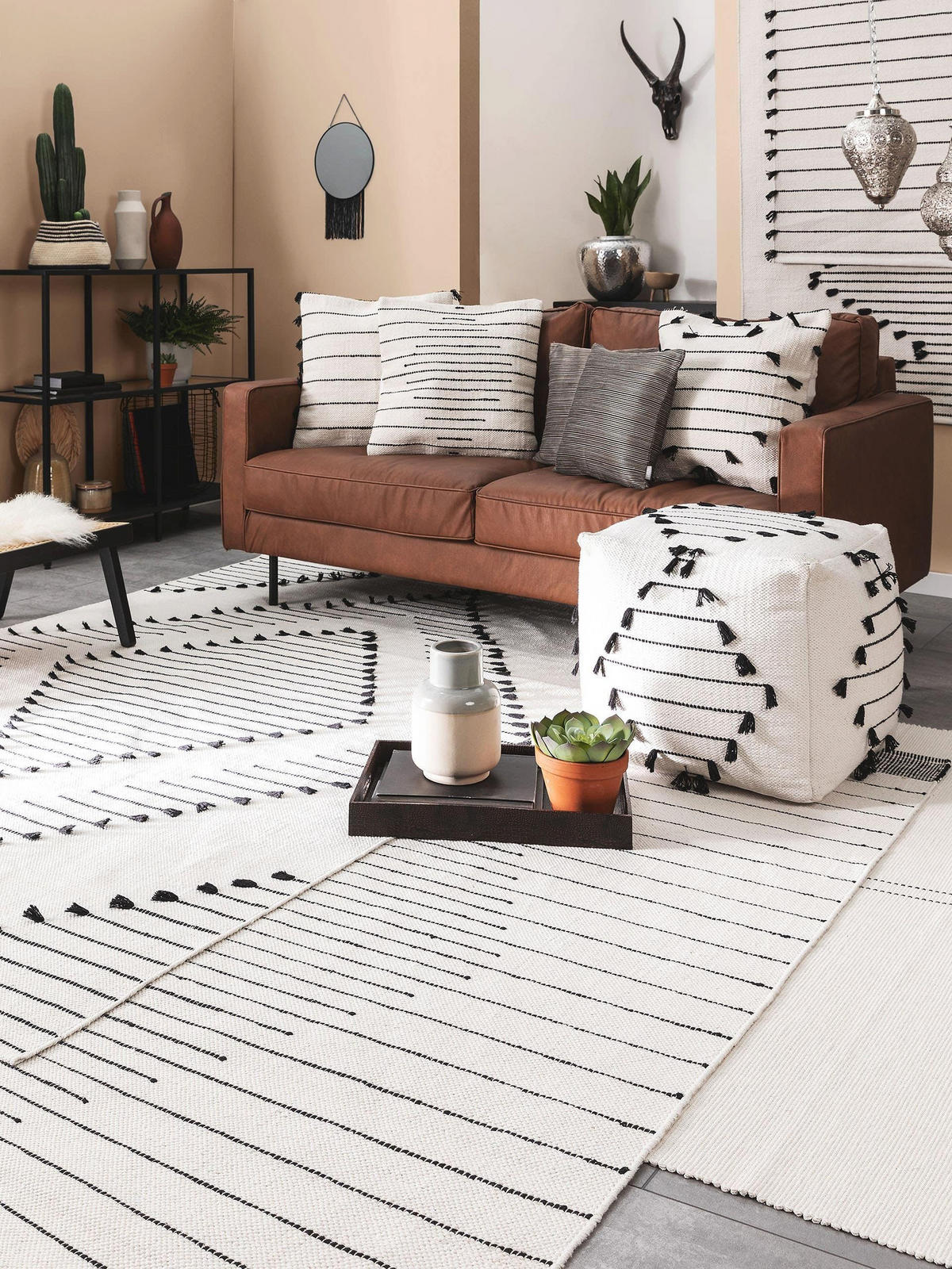 POUF Bo Ivory 45x45x45 cm - Creme, Textil (45/45/45cm) - benuta Pop