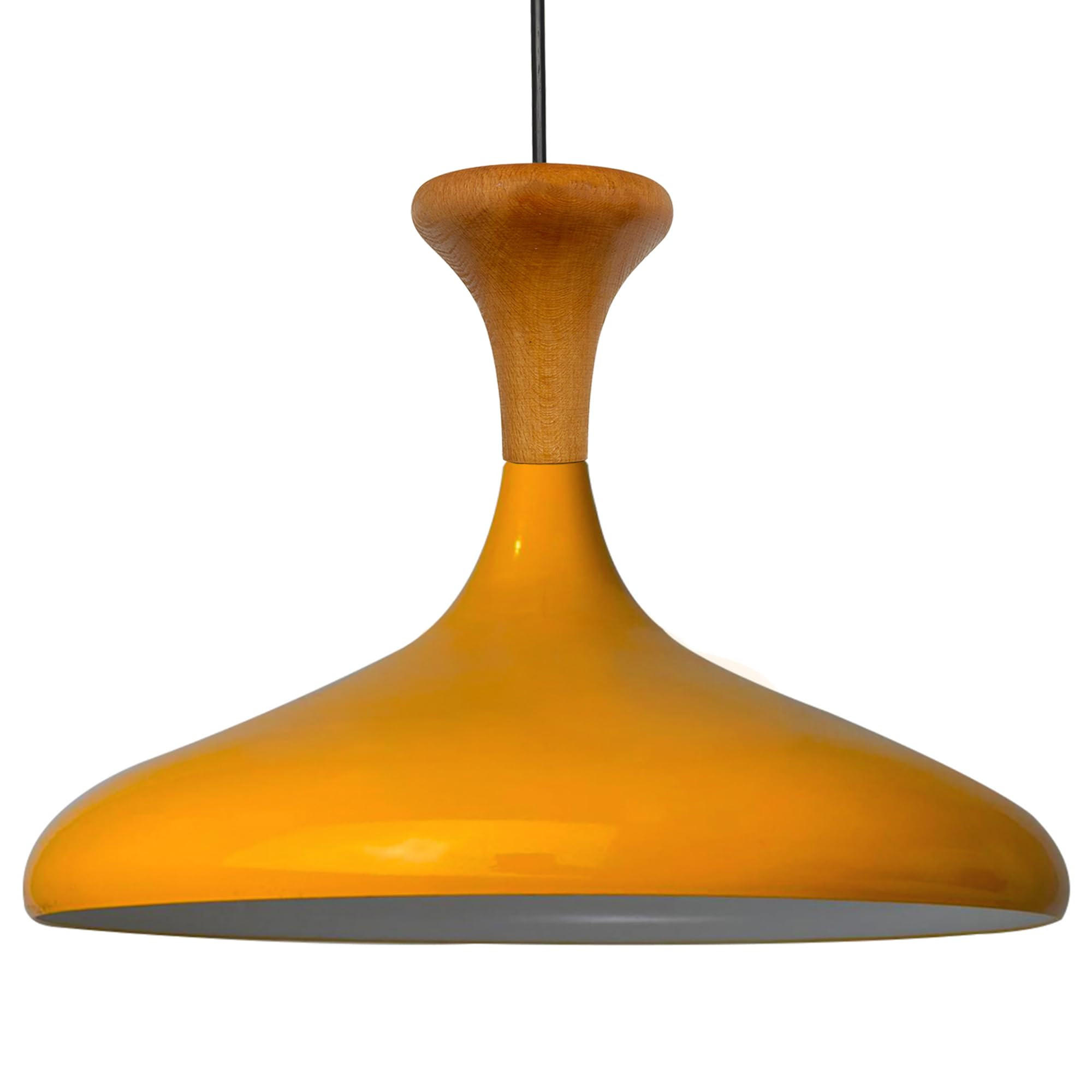 PENDELLEUCHTE Champion Pilz-Holz 35/29 cm - Gelb, Holz/Metall (35/29cm) - Bamyum