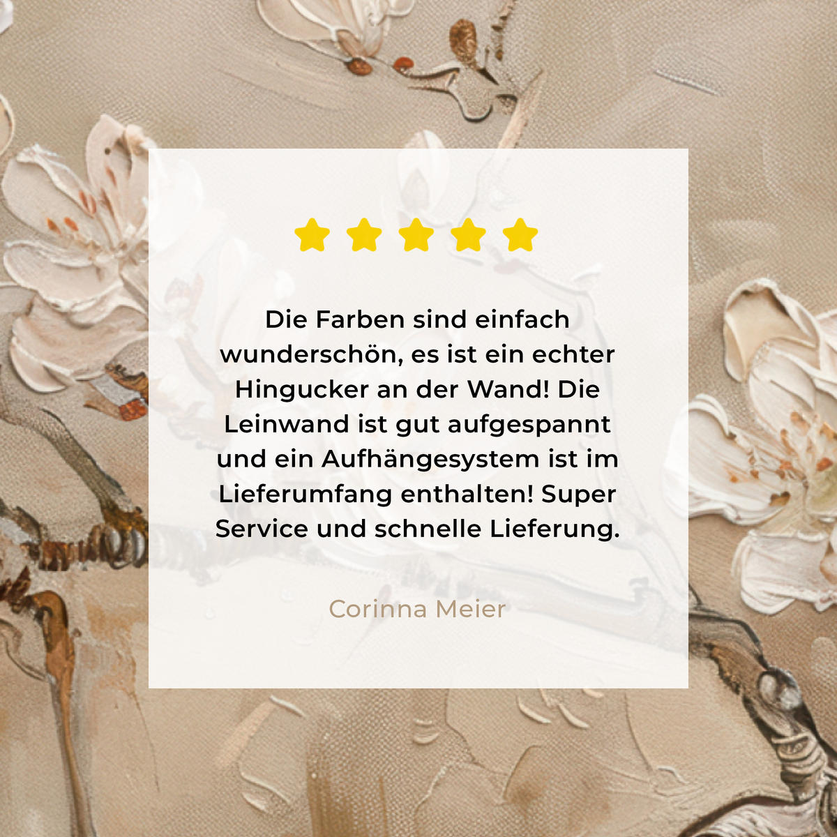 LEINWANDBILD - Blumen - Modern - Beige - Weiß - Blüte - 80x60 - Malerei - Beige, Textil (80/60cm) - MuchoWow