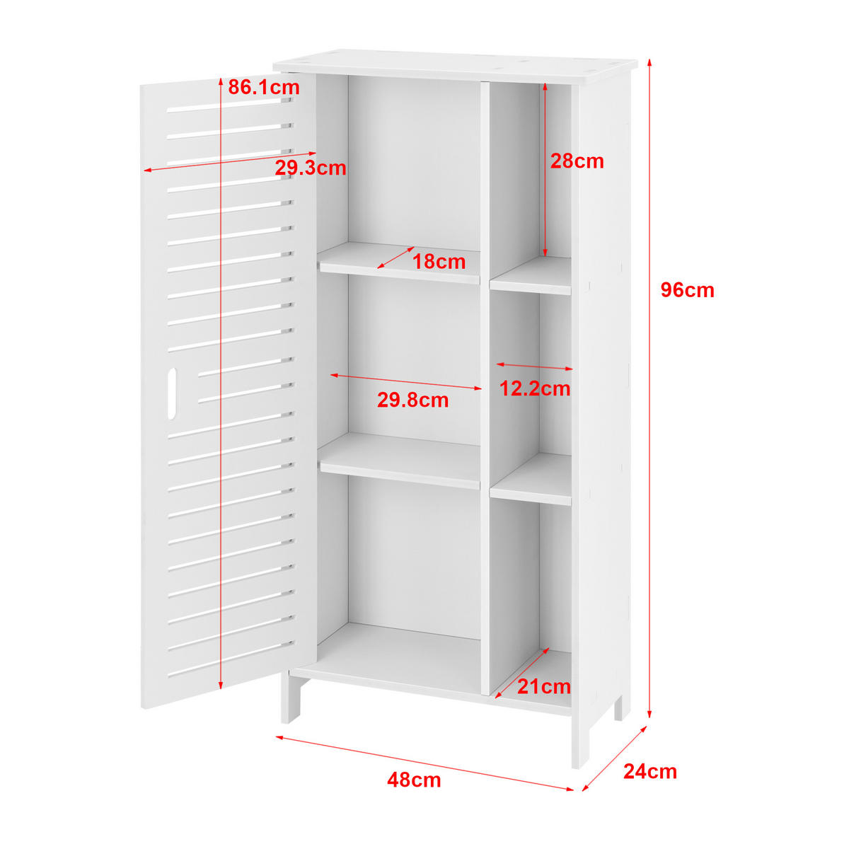 SEITENSCHRANK Vansbro - Weiß, Kunststoff (48/96/24cm) - [en.casa]