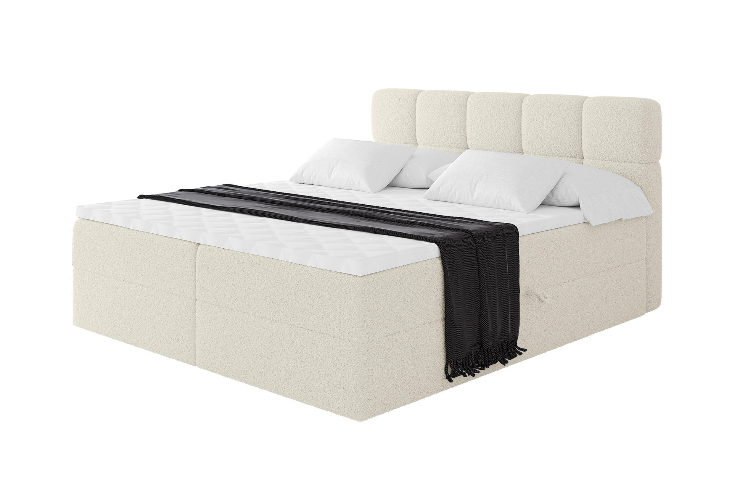 BOXBETT mit Matratze H4 - FAMA - 120x200 cm Beige Quelle - Sandfarben, Holzwerkstoff (120/200cm) - ALTDECOR