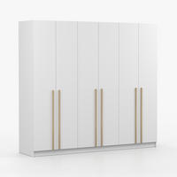DREHTÜRENSCHRANK SEVILLA 6D 230 cm Weiß/Weiß, 6-türig, Holzgriffe - Eukalyptusholzfarben/Weiß, Holz/Holzwerkstoff (230/210/57cm) - imoebel24