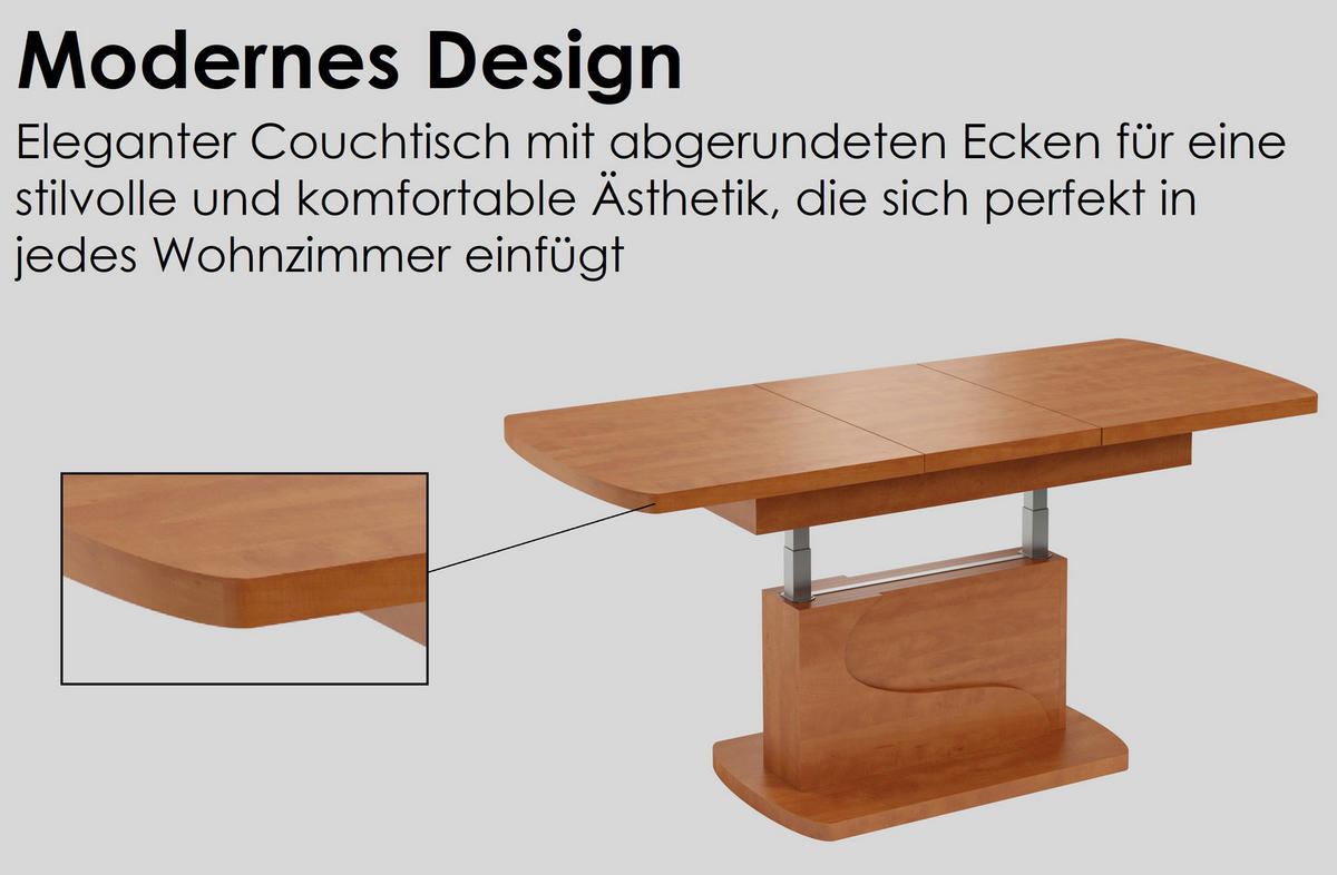 COUCHTISCH rechteckig Eiche Gold - Schwarz ausziehbar höhenverstellbar - Eichefarben/Schwarz, Holzwerkstoff (70/120/58cm) - designimpex