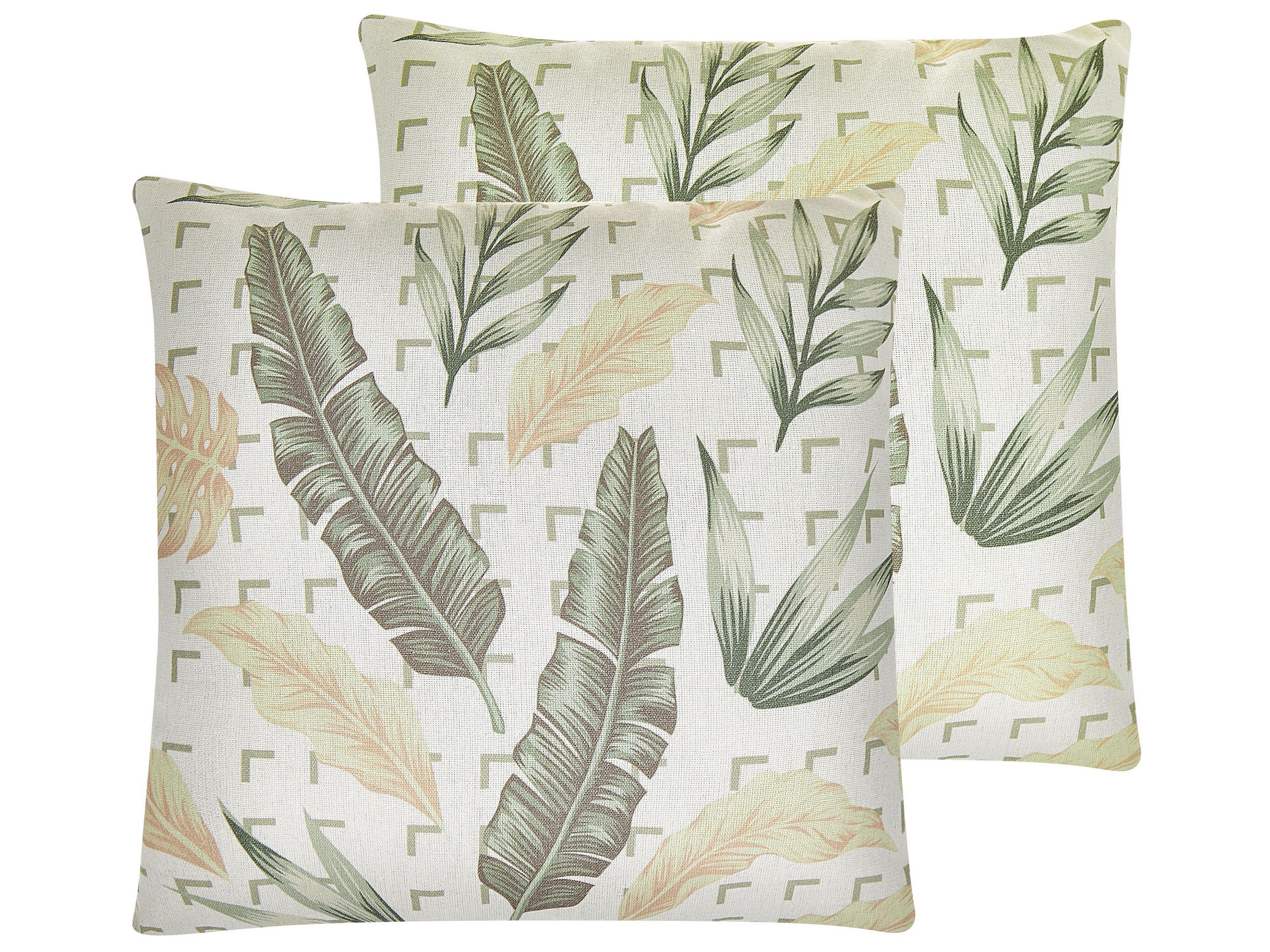 DEKOKISSEN 2er-Set Grün 45/45 cm Rhapis - Grün, Textil (45/45cm) - Beliani