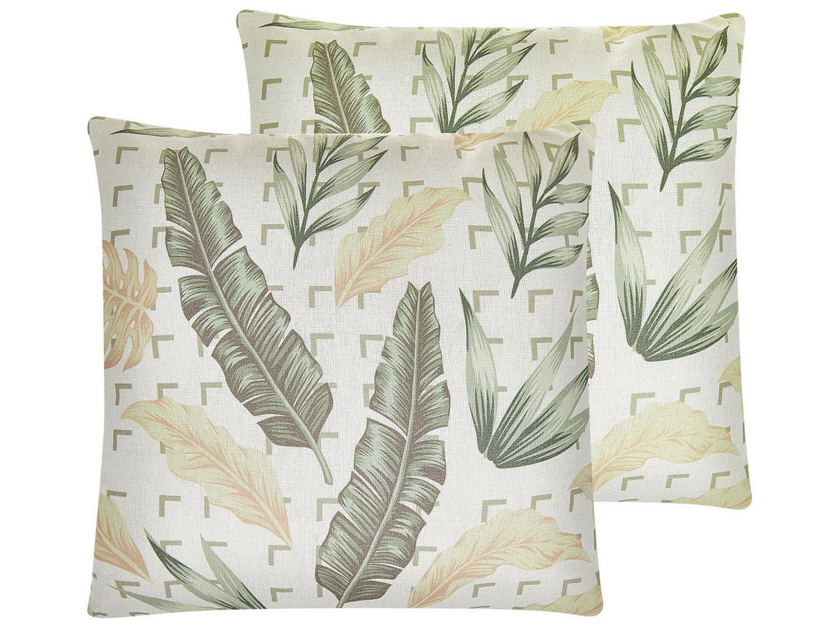 DEKOKISSEN 2er-Set Grün 45/45 cm Rhapis - Grün, Textil (45/45cm) - Beliani