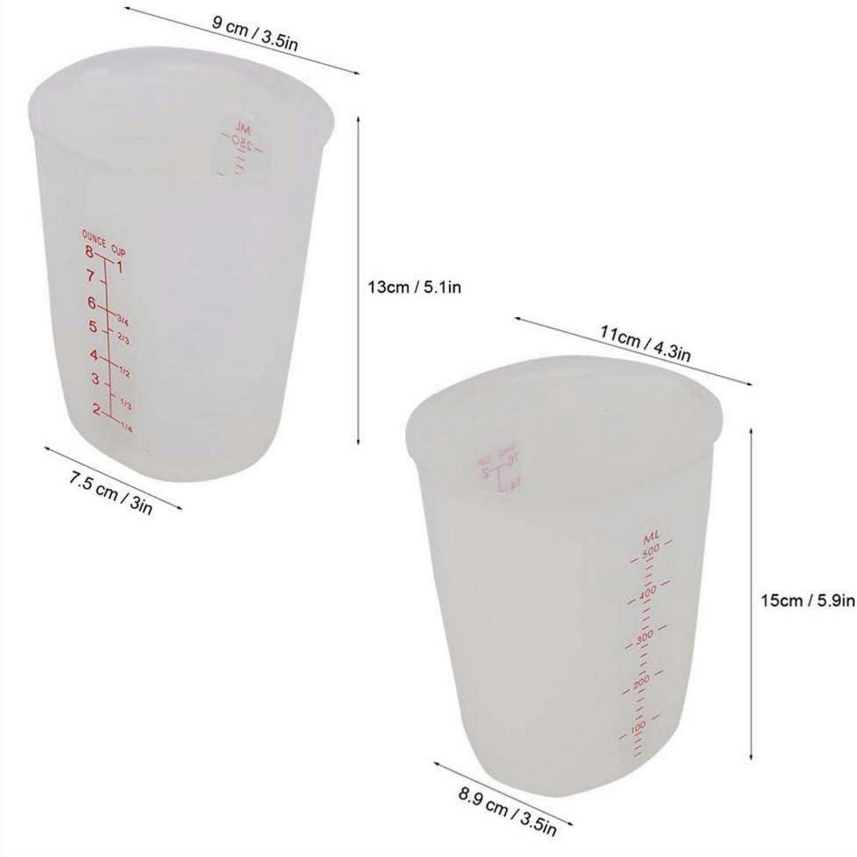 MESSBECHER Silikon 500 ml - Transparent, Kunststoff (0.5L)