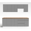 KÜCHENLEERBLOCK Aquileia 240 cm Grau mit Weißem Korpus mit Arbeitsplatte Eiche Artisan - Eiche Artisan/Grau, Holzwerkstoff (240/157.8/60cm) - AX Living
