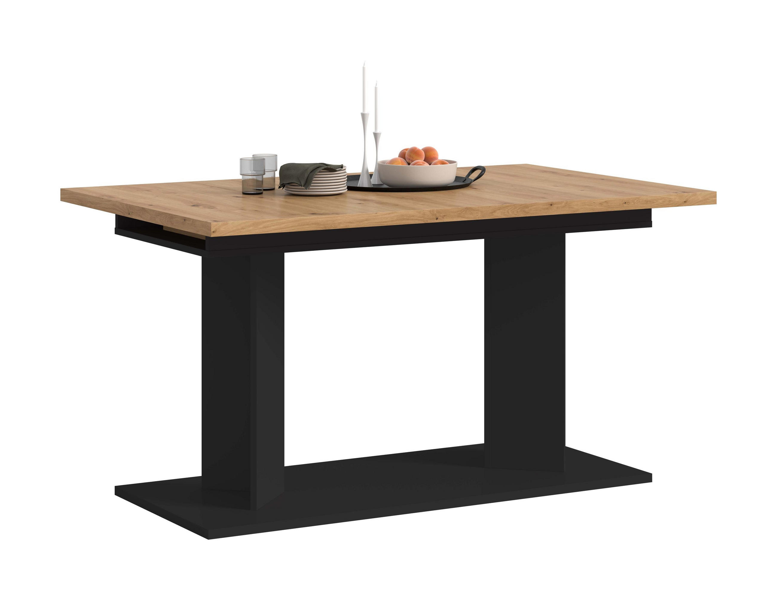 ESSTISCH GUSTAV (B/H/T: ca. 220/76/100 cm) in schwarz/Artisan Eiche Nachbildung - Schwarz, Holzwerkstoff (100/220/76cm)