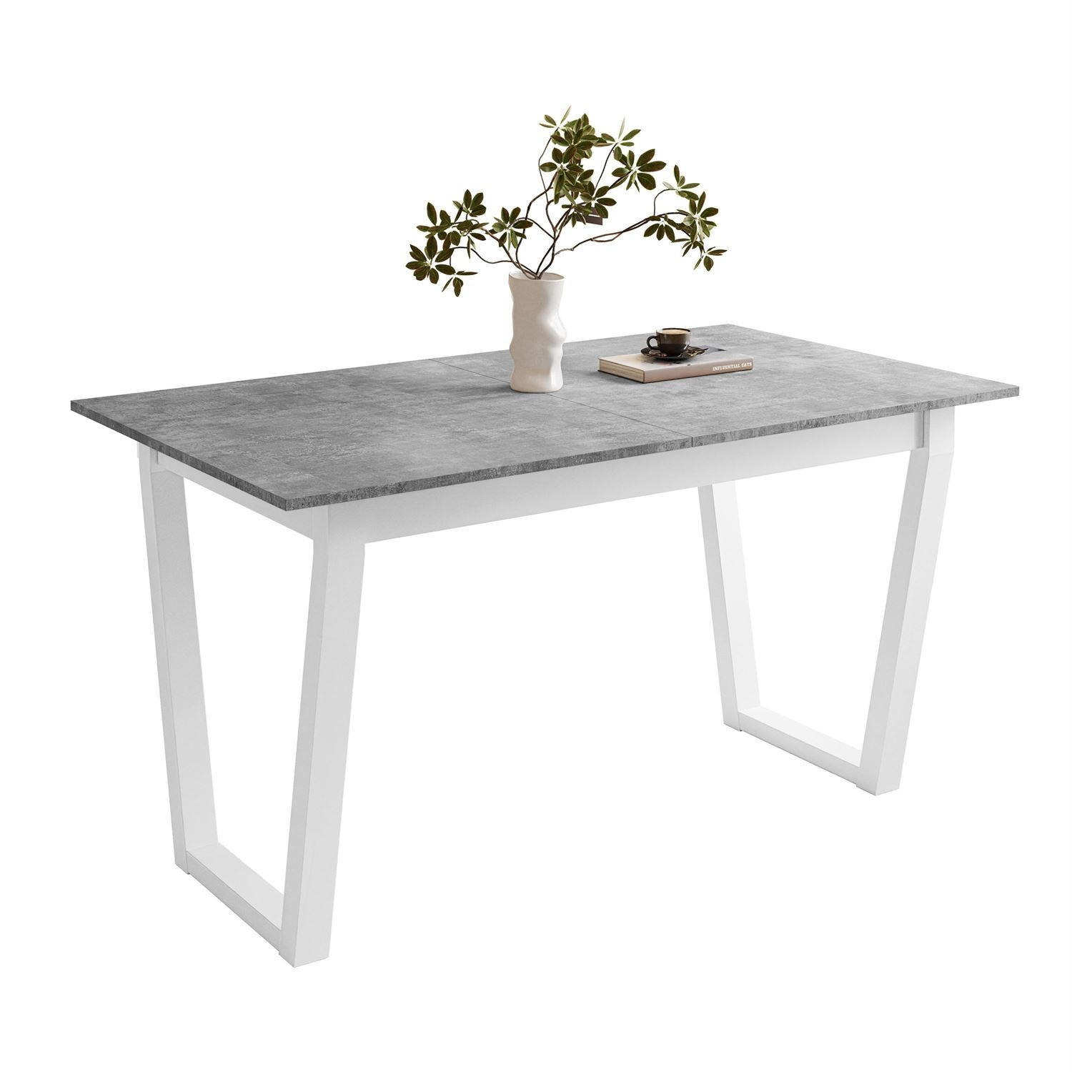 ESSTISCH ARTON II ausziehbarer Tisch 140-195 cm für 6-8 Personen - Weiß/Grau, Holzwerkstoff/Metall (140/80/77cm) - Lookway