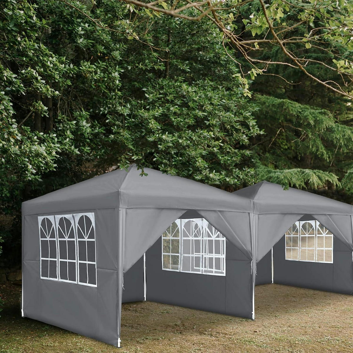 FALTPAVILLON 2.5 x 2.5 m Grau mit 4 Seitenteilen und Fenstern - Grau, Textil (250/260/250cm)