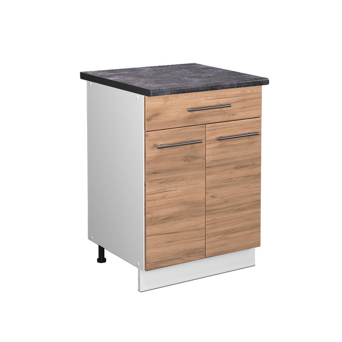 KÜCHENUNTERSCHRANK Fame-Line Goldkraft Eiche 60 cm mit Schublade AP Anthrazit - Eiche Wotan/Weiß, Holzwerkstoff (60/82/60cm) - Vicco