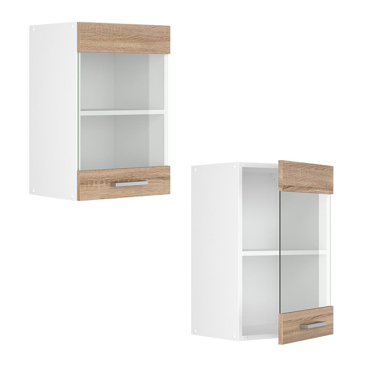 KÜCHENGLASSCHRANK R-Line Sonoma 40 cm - Weiß/Sonoma Eiche, Holzwerkstoff (40/60/31cm) - Vicco