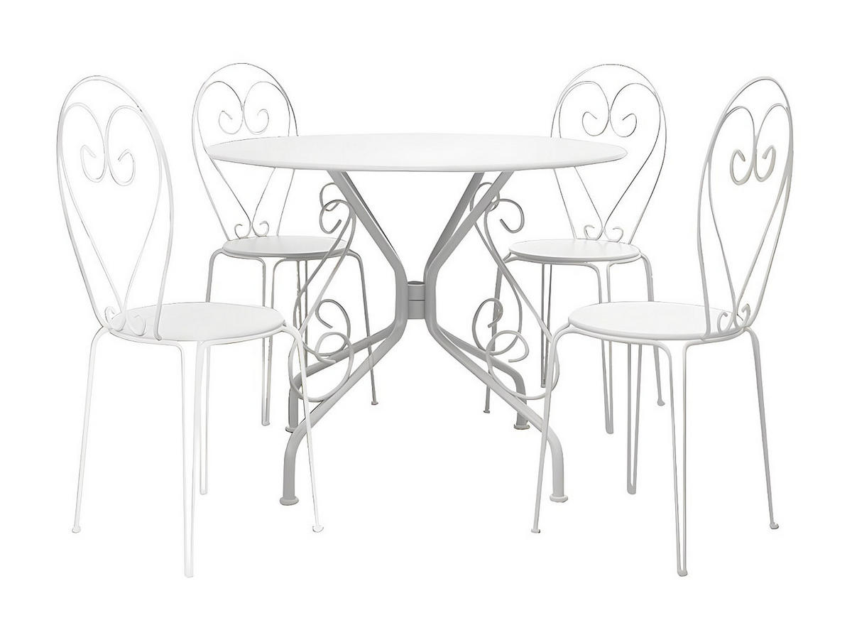 GARTENESSGRUPPE im Set - 4 -Sitzer - Metall - weiß - GUERMANTES - Weiß, Metall - Vente-Unique