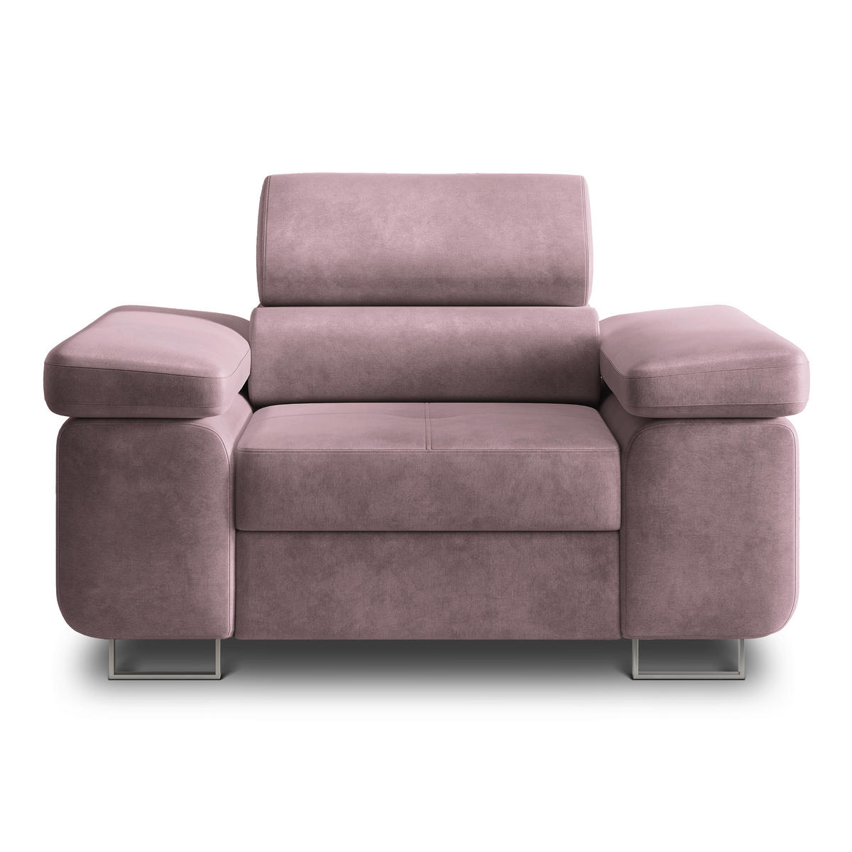 MASSENO Relaxační Křeslo CALVO, Velurová látka Vřesová - šeříková, kompozitní dřevo (133/87/98cm) - MASSENO