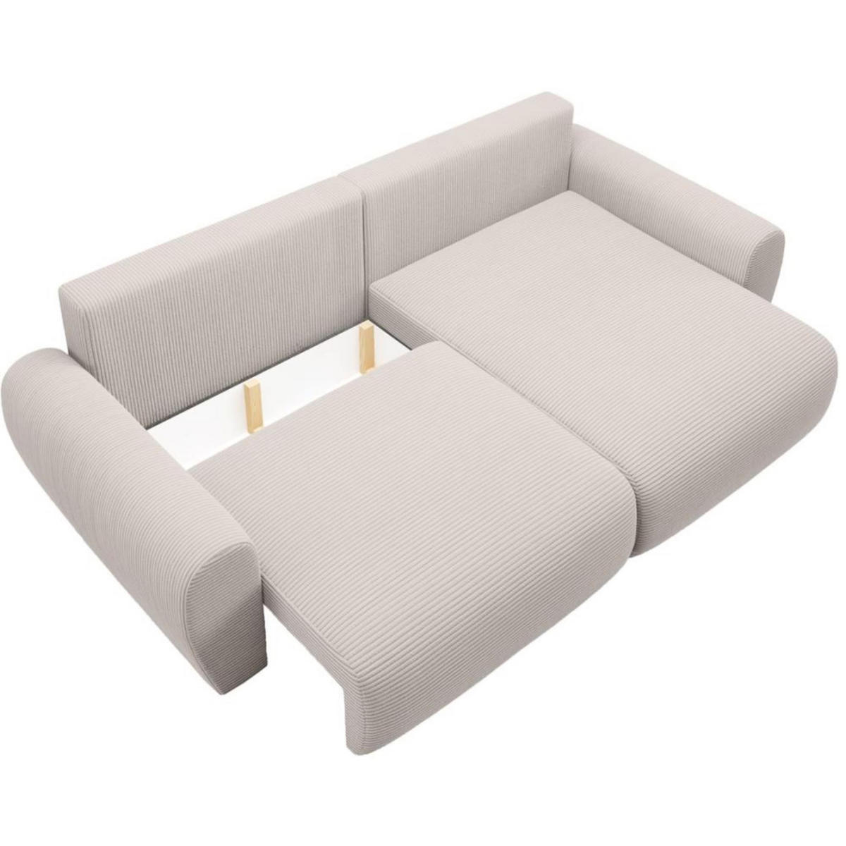 ECKSCHLAFSOFA Poss L beige rechts - Beige, Textil (253/153cm) - Beautysofa