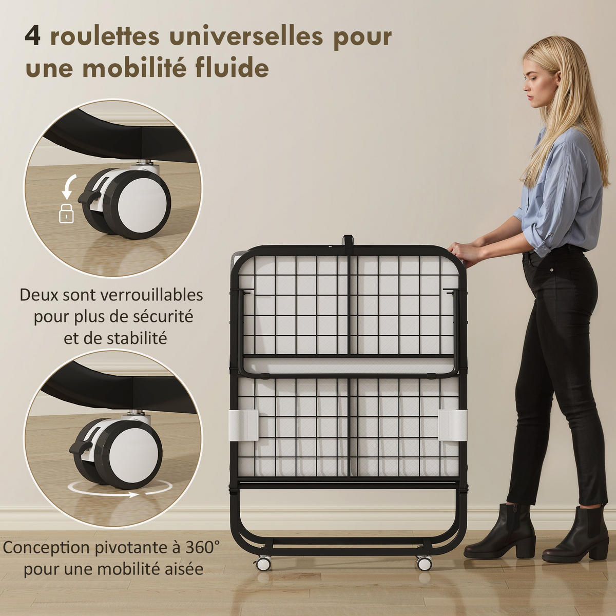 KLAPPBETT 200/80 cm DE-18530 mit Matratze Weiß - Weiß, Metall (80/200cm) - ComfortXL