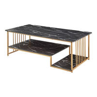 KONFERENČNÍ STOLEK Klibro 120/60/42 cm - černá/zlatá, kov/kompozitní dřevo (60/120/42cm) - [en.casa]