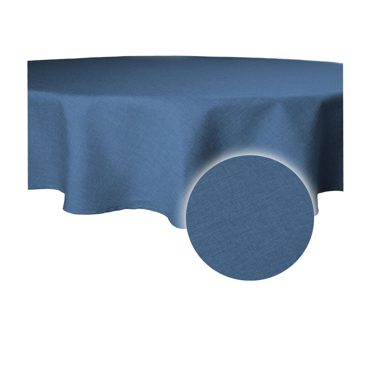 TISCHDECKE Leinenoptik 140 cm rund Blau - Blau, Textil (140cm) - TiborTex