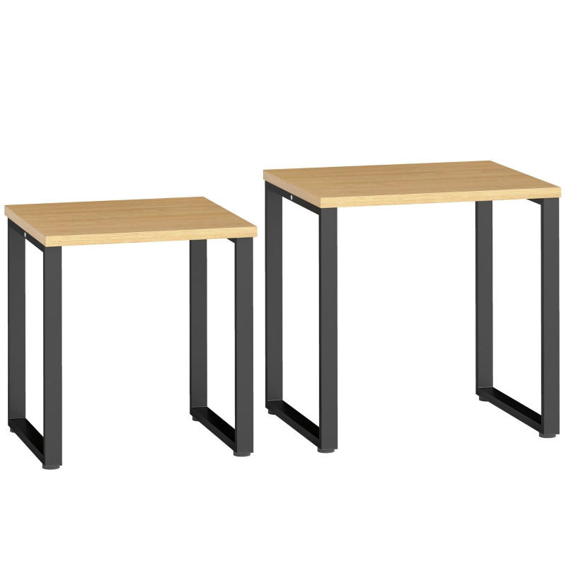 COUCHTISCH-SET 60/50/60 cm natur aus Holz und Metall platzsparend stapelbar - Naturfarben, Holz (60/50/60cm) - OKWISH
