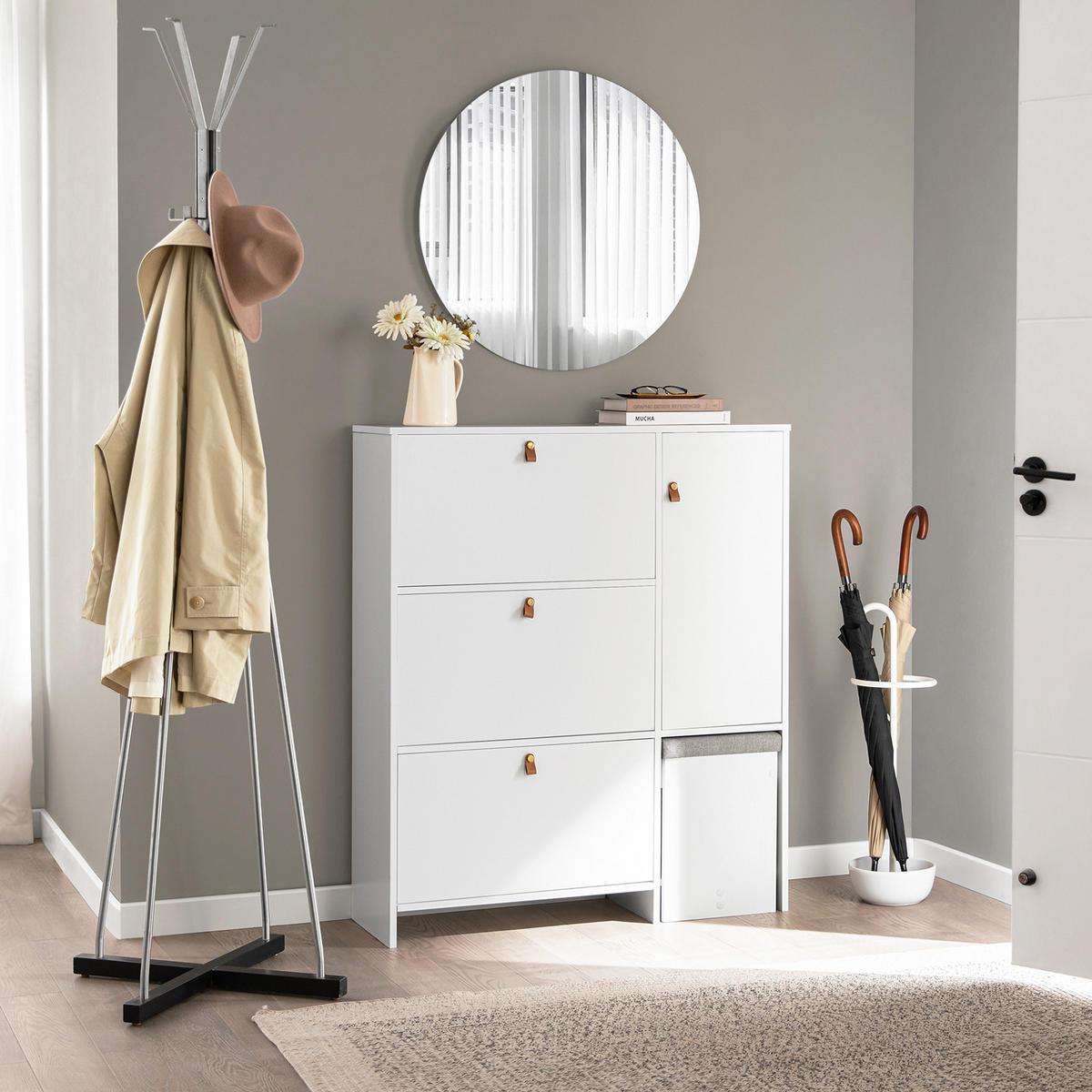 SCHUHSCHRANK Weiß - Weiß, Holzwerkstoff (95/121/30cm) - SoBuy