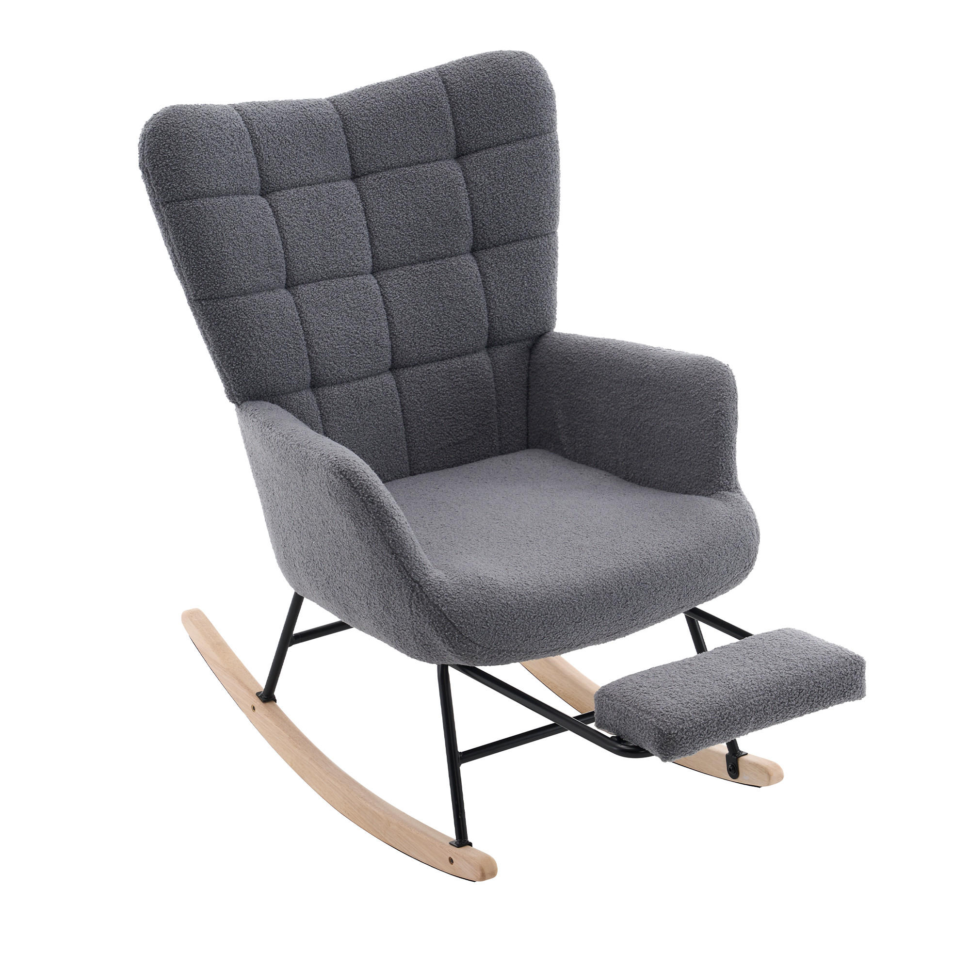 Redom HOUPACÍ křeslo 91/61/88 cm s vysokým opěradlem a opěrkou nohou, šedé