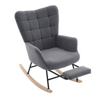 SCHAUKELSTUHL wohnzimmer mit Fußstütze und verdicktem Sitzkissen ,Bodenschutzleiste, grau - Grau, Holzwerkstoff/Textil (68/91/88cm) - STILVORA