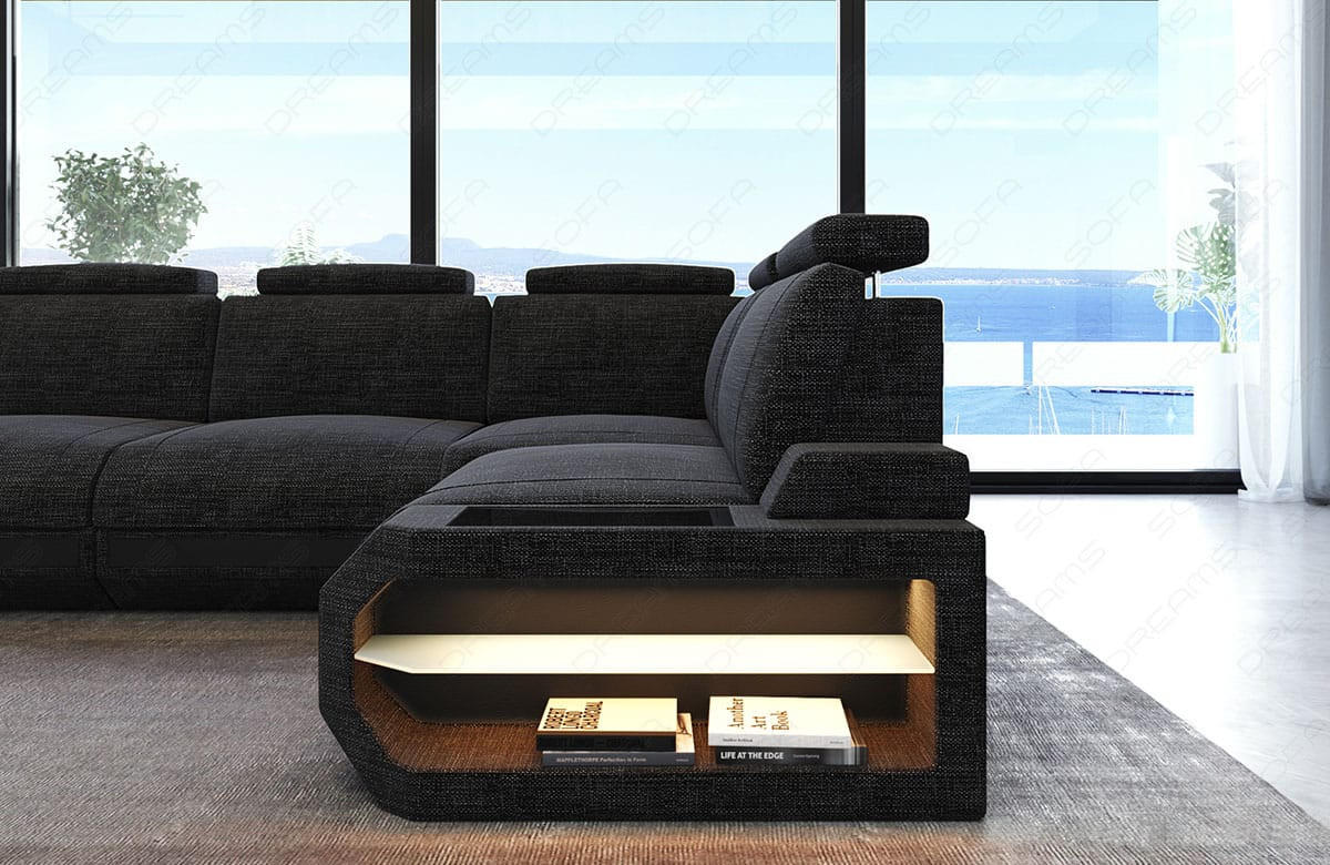 ECKSOFA Siena Schwarzgrau Schwarz Strukturstoff - Schwarz, Kunststoff (272/272cm)