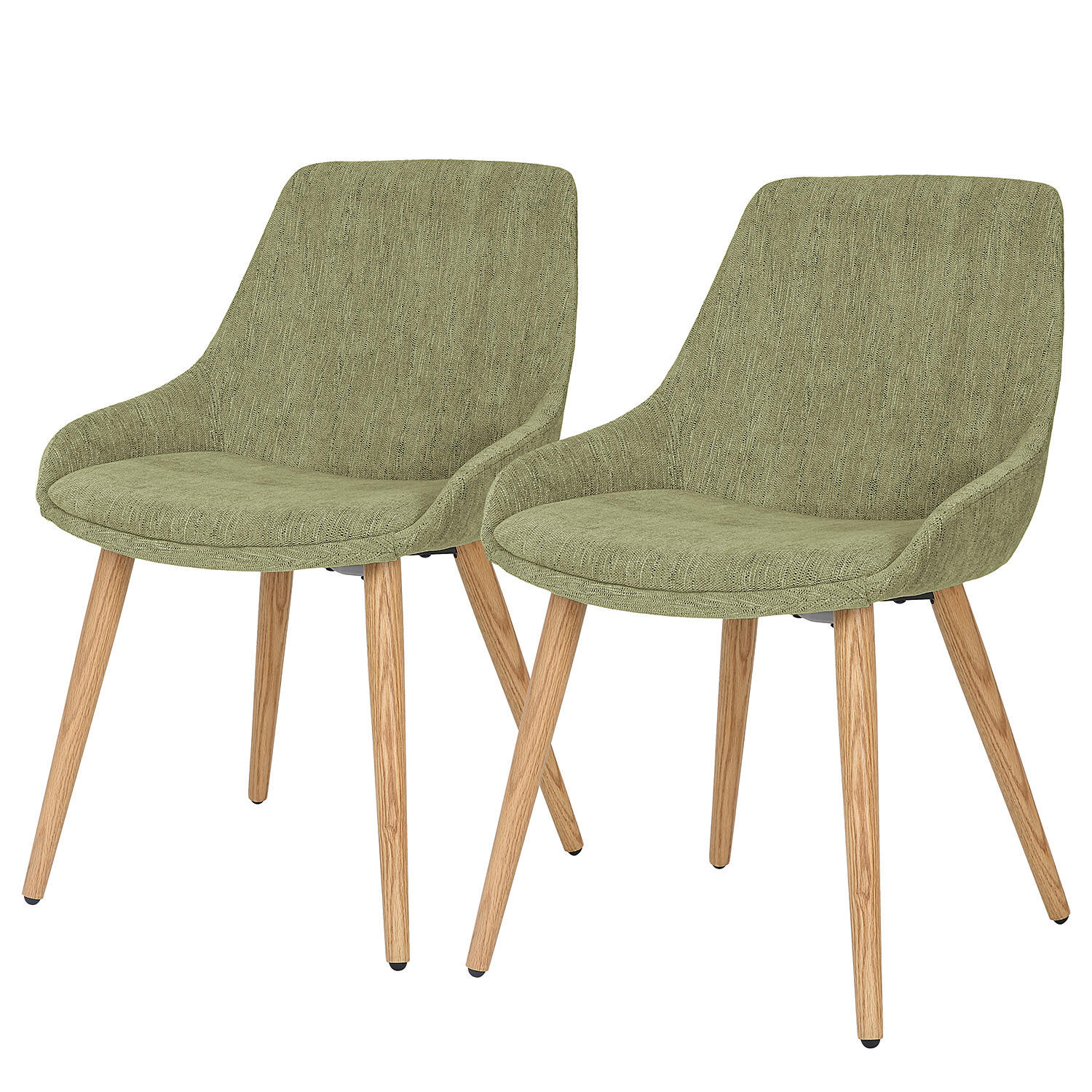 POLSTERSTUHL - 2er-Set - Webstoff / Eiche massiv - Grün, Eichenholz/Holz (53/83/54cm) - home24