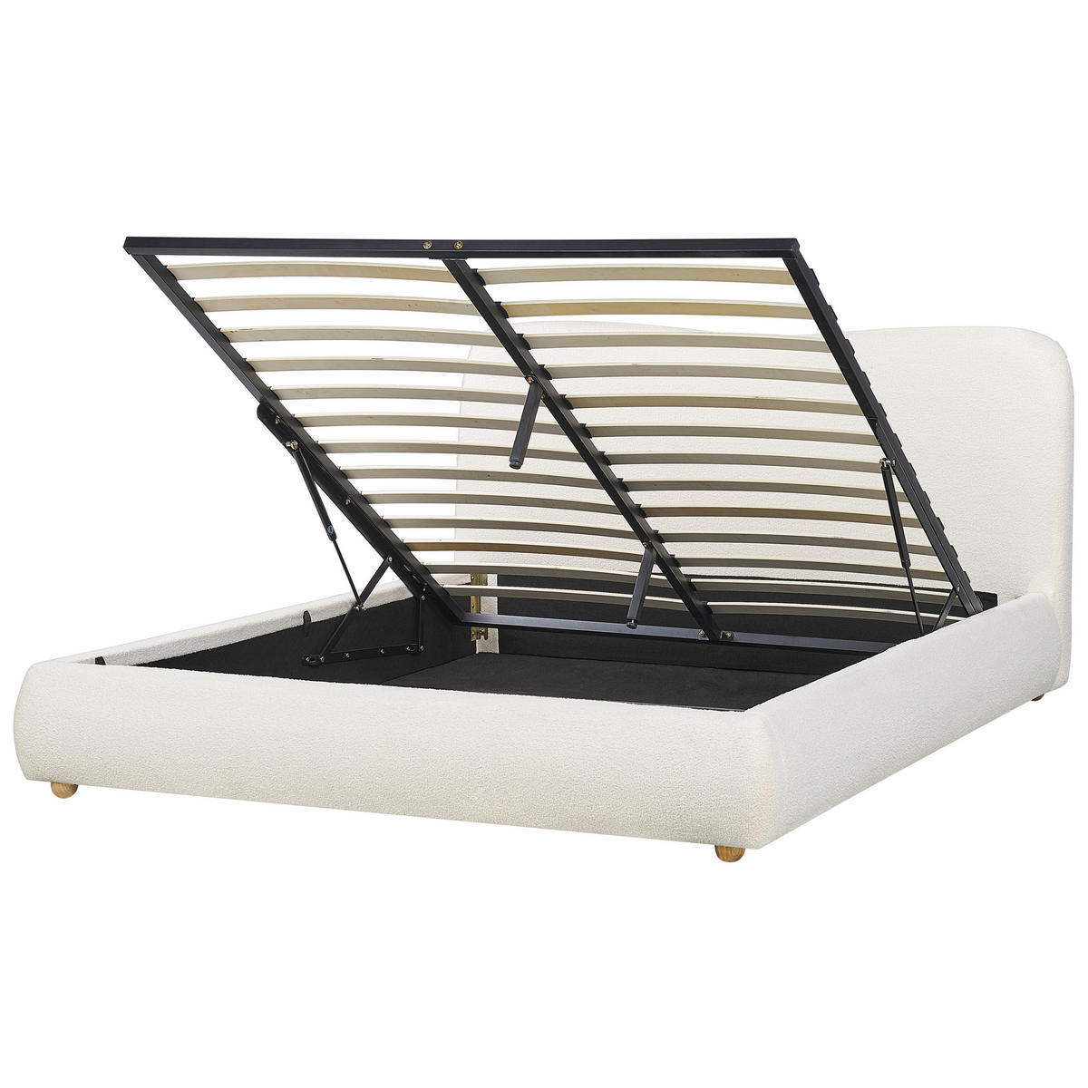 BETT mit Stauraum 160/200 cm Cremeweiß Blagnac - Weiß, Textil (160/200cm) - Beliani