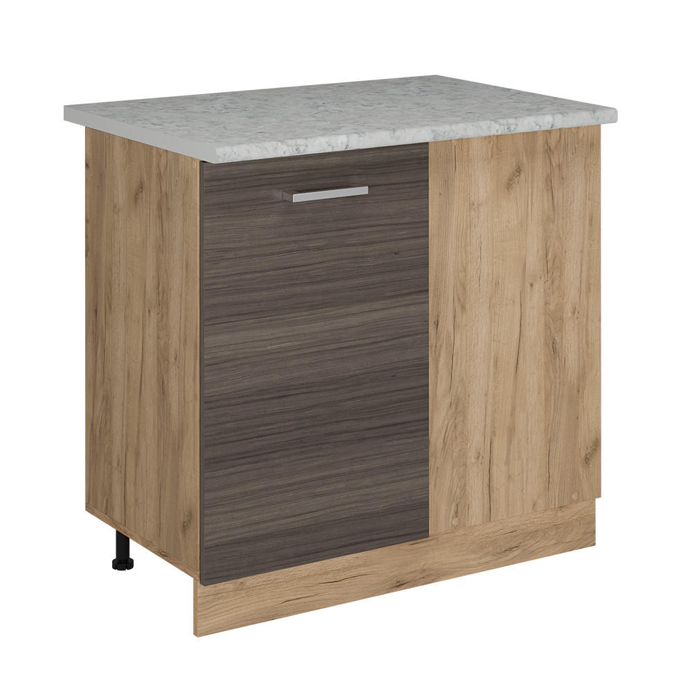 ECKUNTERSCHRANK R-Line Edelgrau 86 cm AP Marmor - Honigeiche/Grau, Holzwerkstoff (86/81.6/60cm) - Vicco