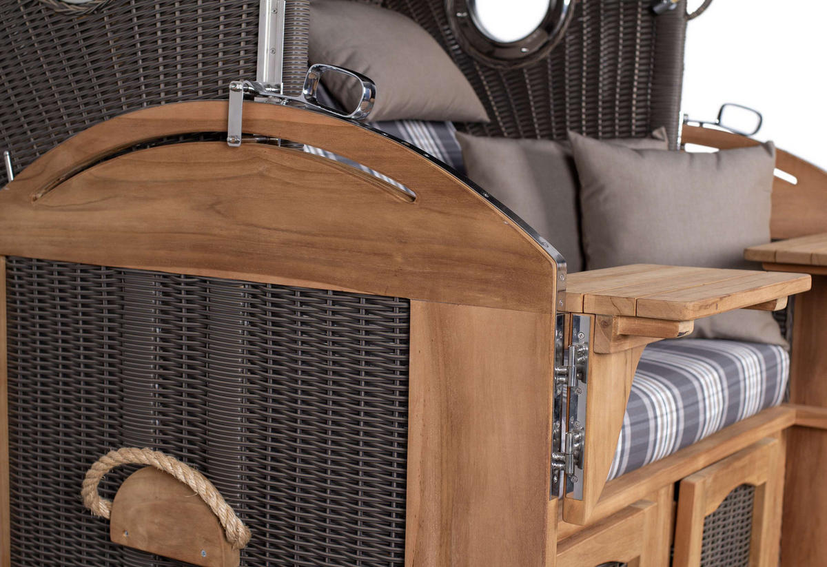 STRANDKORB XL Schillig Bullauge - Braun/Grau, Metall (142/170/95cm) - Mr. Deko