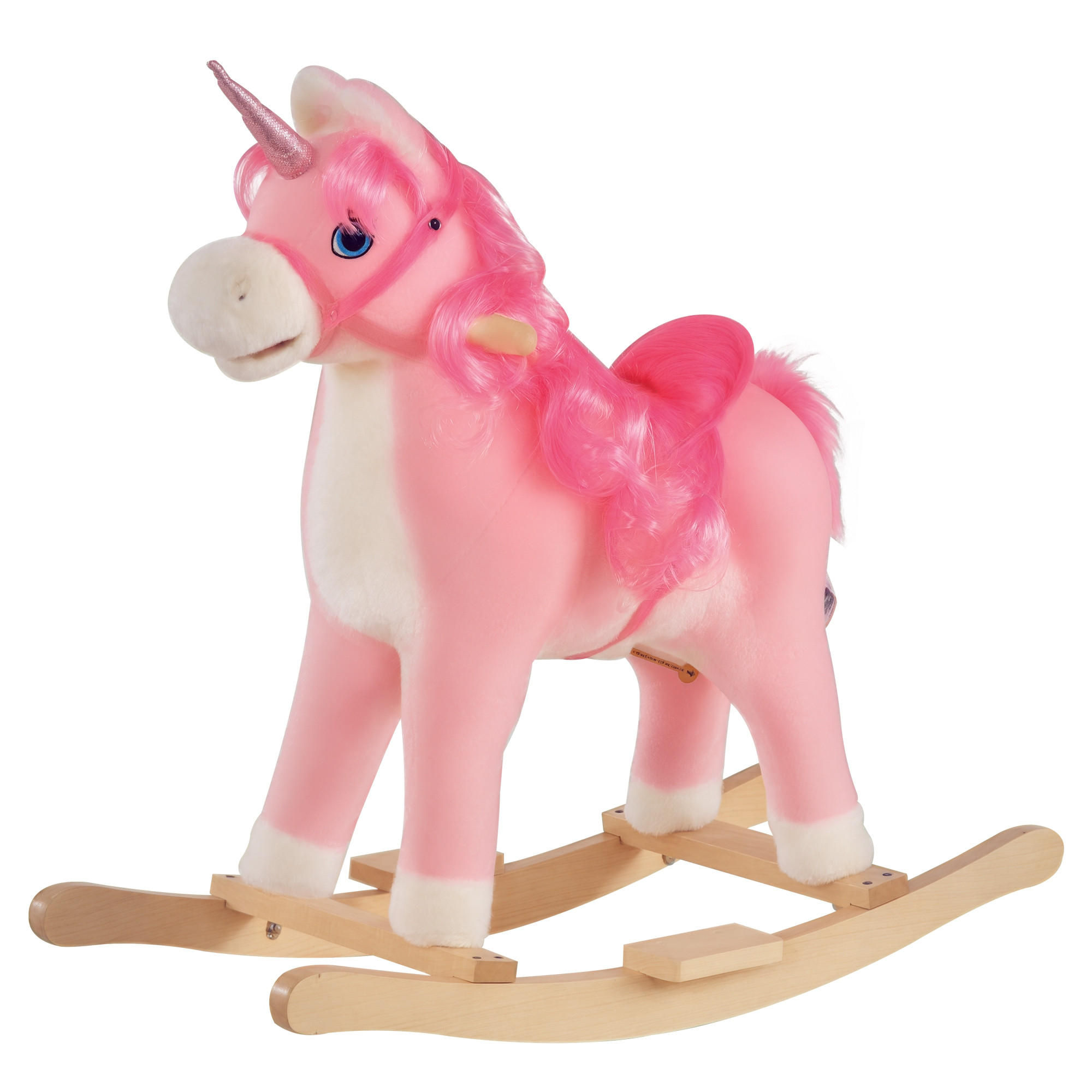 SCHAUKELPFERD DE-18222 mit authentischen Geräuschen Rosa - Pink, Holzwerkstoff (33/62/74cm) - ComfortXL
