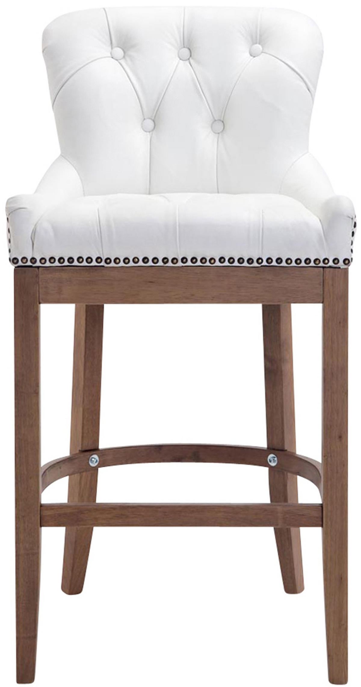 BARHOCKER Echtleder weiß - Naturfarben/Weiß, Leder/Holz (55/109/57cm) - CLP