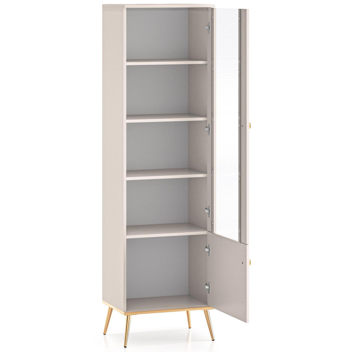 VITRINE Selgin Greige 55 cm - Taupe/Goldfarben, Holzwerkstoff/Metall (54.3/190/39.7cm) - Selsey
