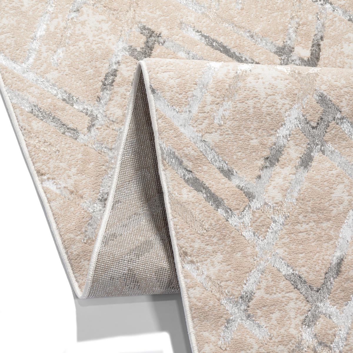 TEPPICHLÄUFER CRYSTAL greige abstrakt 120/200 cm - Greige, Textil (120/200cm) - Tapiso