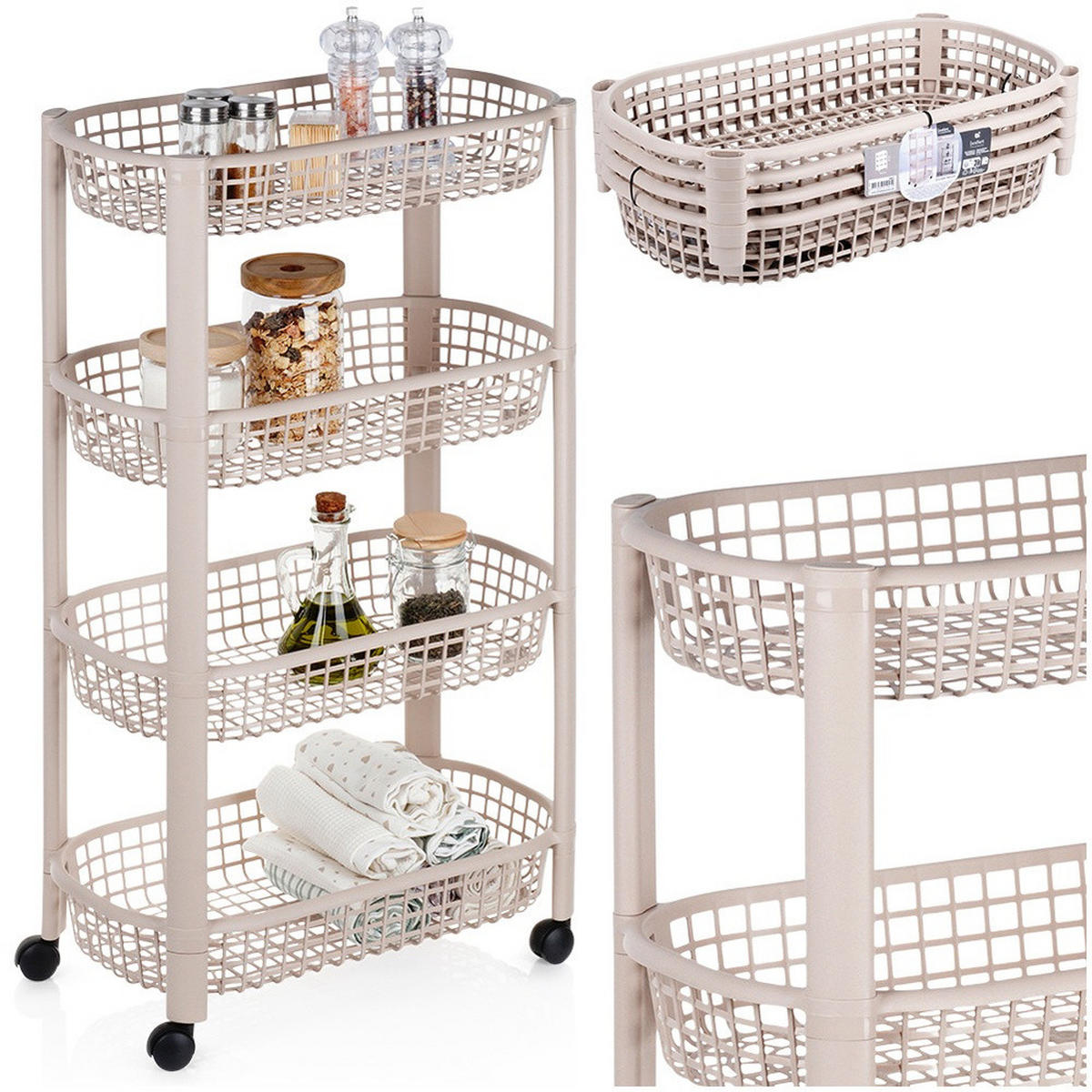 KÜCHENWAGEN Basic Beige 46.5/26/14 cm Kunstoff - Beige, Kunststoff (26/79/46.5cm) - Mondex