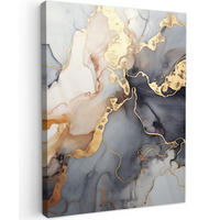 LEINWANDBILD Marmor - Schwarz - Gold - Weiß 60x80 cm - Dunkelgrau, Textil (60/80cm) - MuchoWow