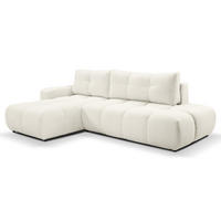 ECKSOFA L Form Hosio Cremeweiß 286/177/88 cm Links mit Schlaffunktion - Creme/Schwarz, Kunststoff/Textil (177/286cm) - AX Living