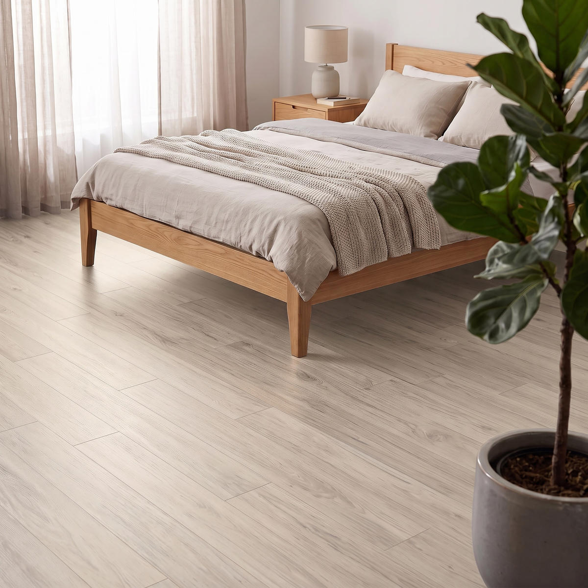 VINYLBODEN Eiche gewaschen 36er-Set selbstklebend - Creme, Kunststoff (91.4/15.2/0.2cm) - Relaxdays