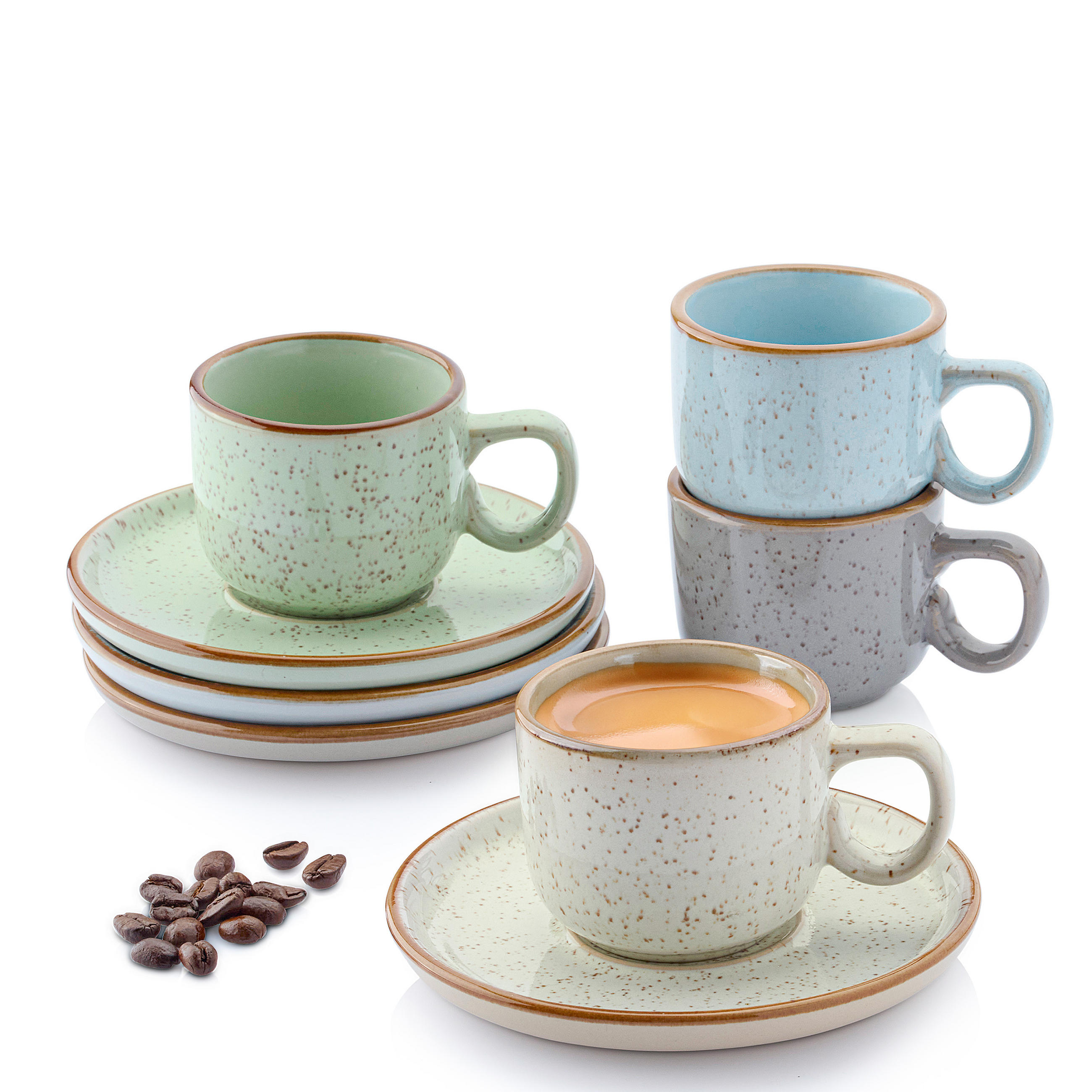 ESPRESSOTASSEN SET RIO - 8 teilig aus Steingut - Multicolor, Keramik (0.08L) - Sänger