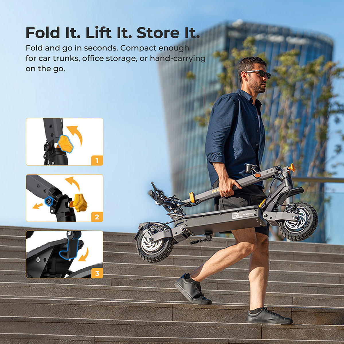 E-SCOOTER Ausom L1 ABE – 930W Spitzenmotor, 20 km/h, 70 km Reichweite ABE-Zulassung (eKFV, P612) - Grau, Metall (59cm)