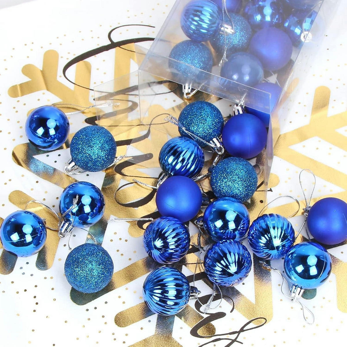 WEIHNACHTSKUGELN 36-teiliges Set Kunststoff Blau 4cm - Blau, Kunststoff (4/4/4cm)