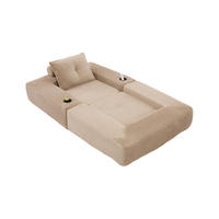 SCHLAFSOFA mit Klappfunktion, Seitentasche und Getränkehalter aus Cord - Taupe, Textil (122/80/98cm) - EVRYAE
