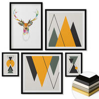 WANDBILDER 5er-Set - 50x50 cm & 20x30 cm & 40x60 cm Schwarzer Rahmen - Italienische Städte (Aquarell) - Schwarz, Kunststoff (40/60cm) - ArtPrintCave