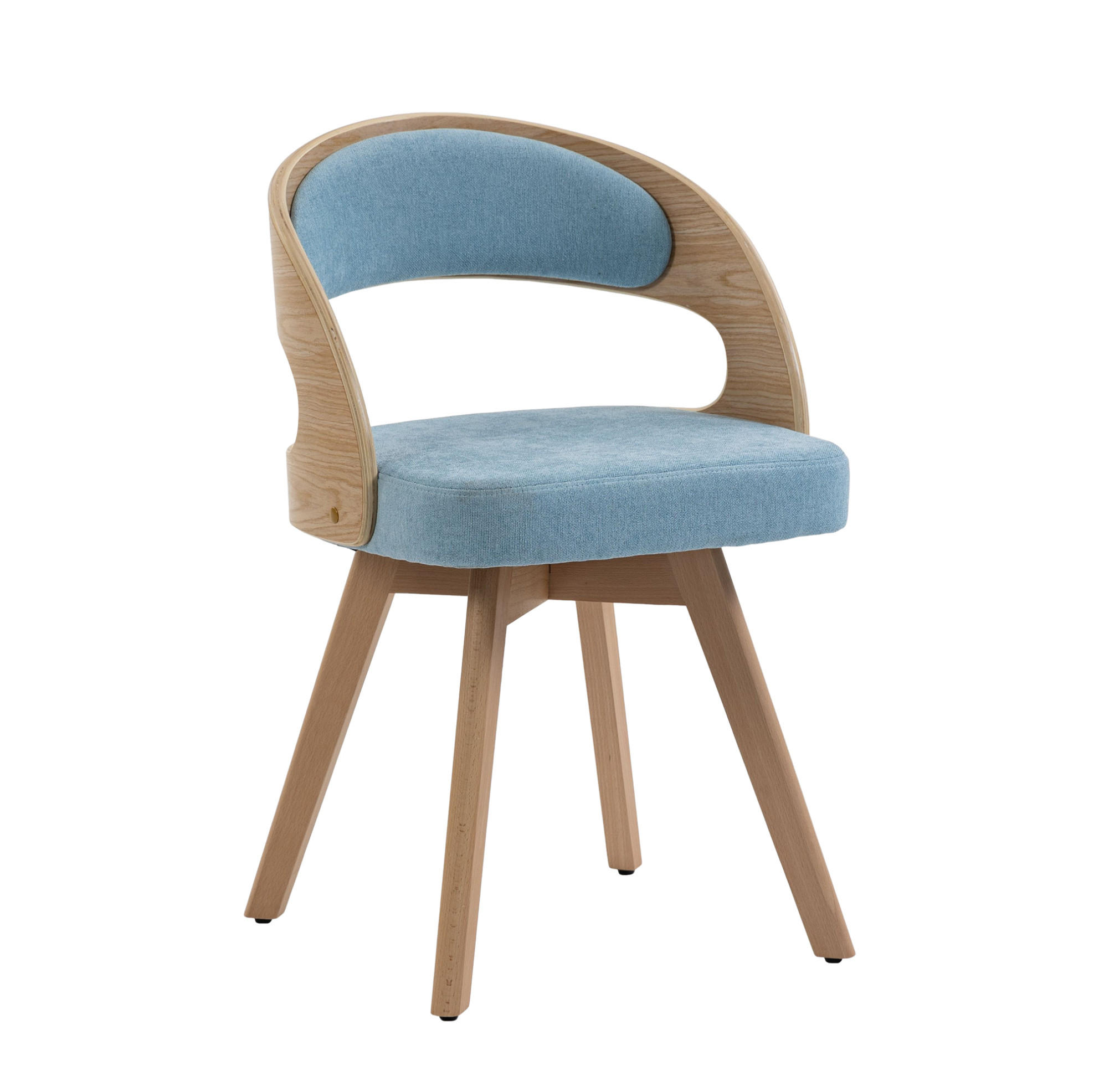 ESSZIMMERSTUHL drehbar ca. 44 x 41 x 75 cm Leinen Blau - Blau, Holz (44/72/41cm) - Meubliv