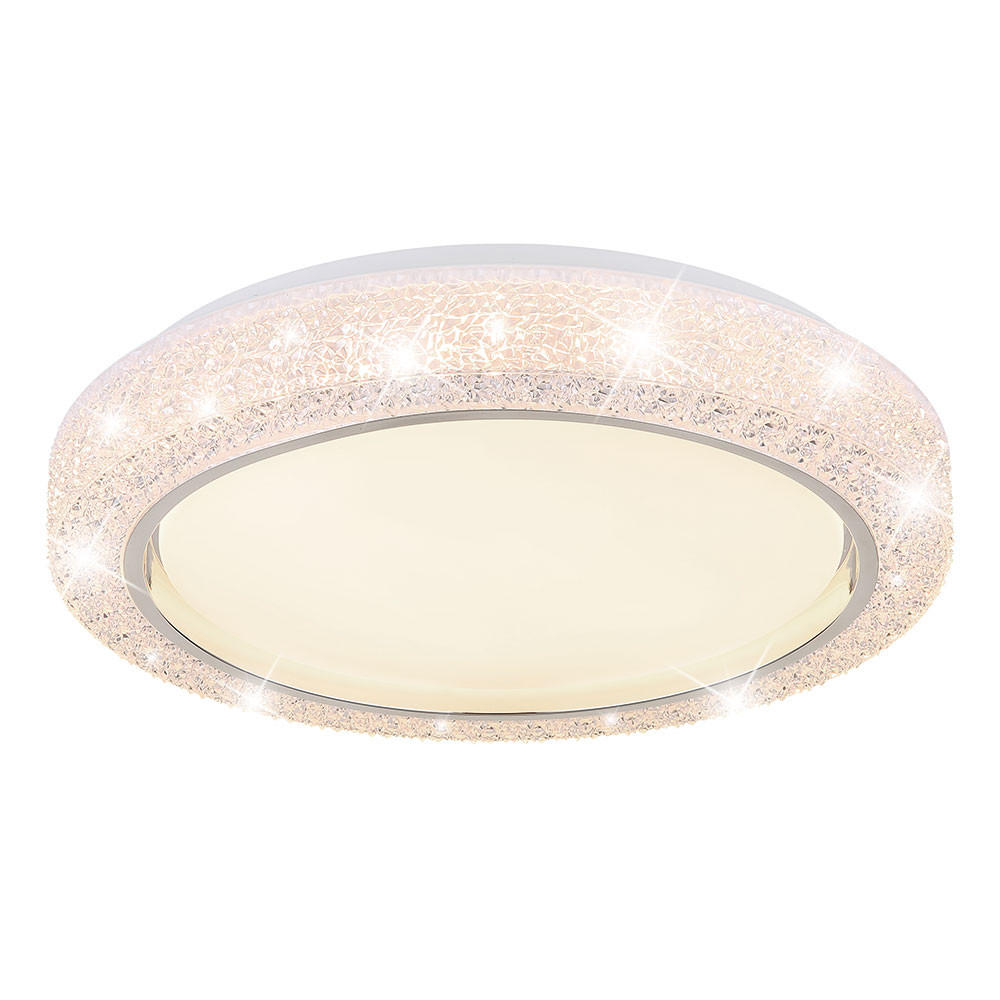 LED DECKENLEUCHTE LIAMI Weiß Kristalloptik - Weiß, Metall (40/40/8cm) - Globo Lighting